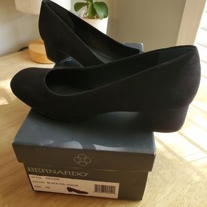 Bernardo Reggie black suede block heels 7
